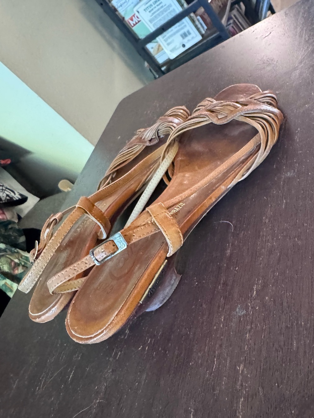 Vintage Original Candie's Brown Strappy Leather Slingback Sandals size 6
